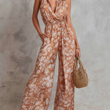Athena - Elegant Floral Print Sleeveless Wide-Leg Jumpsuit