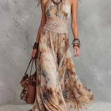 Lainey - Stylish Lace Trim Maxi Dress