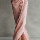 Adeline - Pink Linen Maxi Dress