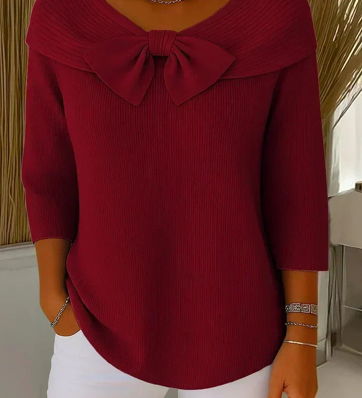 Sandra | Ribbed Sweater with Bow Detail
