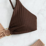 Leslie - Ribbed Two Tone High Leg Bikini