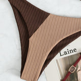 Leslie - Ribbed Two Tone High Leg Bikini