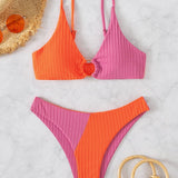 Leslie - Ribbed Two Tone High Leg Bikini