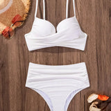 Sienna - High Support Crossed Top, High Waist Bikini