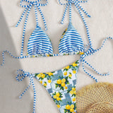 Candace - Lemon Print Triangle Bikini