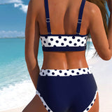 Allison - High-Waisted Polka Dot Bikini with Patchwork Design