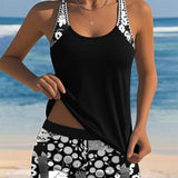 Leslie - Swimsuit Tank Top with Printed Boxer Set