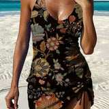 Aurora - Floral Graphic Tankini with Shorts, Tummy Control Effect