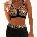 Grace - Geometric Print Bikini with High Elastic Waist