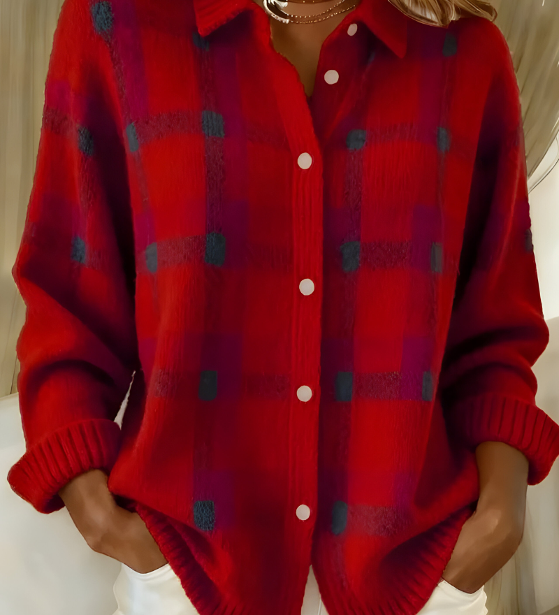Joan | Plaid Knit Shirt Jacket