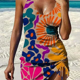Aurora - Floral Graphic Tankini with Shorts, Tummy Control Effect