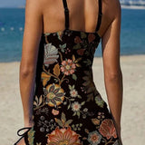 Aurora - Floral Graphic Tankini with Shorts, Tummy Control Effect