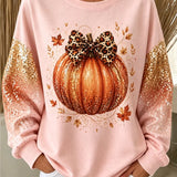 Eva | Halloween Casual Bow Pumpkin Graphic Versatile Sweatshirt