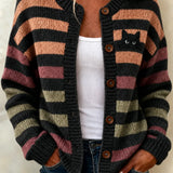 Kendra | Halloween Striped Long Sleeve Comfortable Vintage Print Cardigan