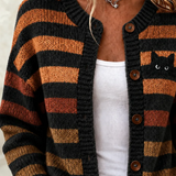 Kendra | Halloween Striped Long Sleeve Comfortable Vintage Print Cardigan