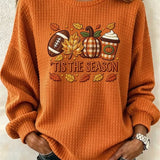 Emma | Halloween Casual Text Letters Round Neck Long Sleeve Sweatshirt