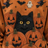 Magdalena | Halloween Casual Cat Round Neck Long Sleeve Sweatshirt
