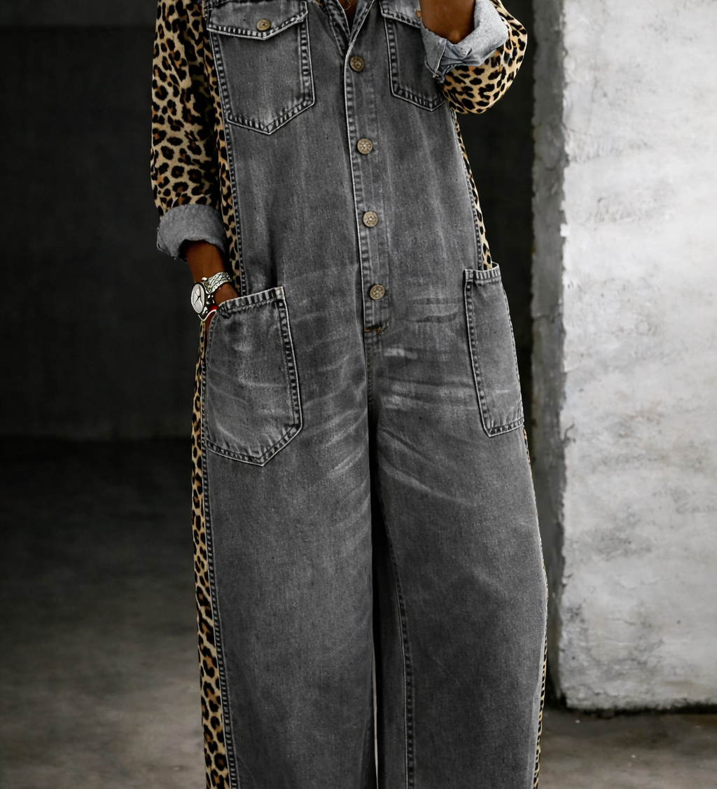 Mackenzie - One Piece Denim Shirt Jumpsuit