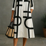 Audrey - Shirt Dress with Geometric Print