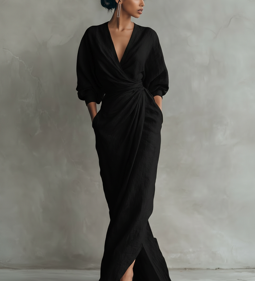 Adeline - Pink Linen Maxi Dress