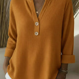 Sharon | Waffle Knit Henley Top