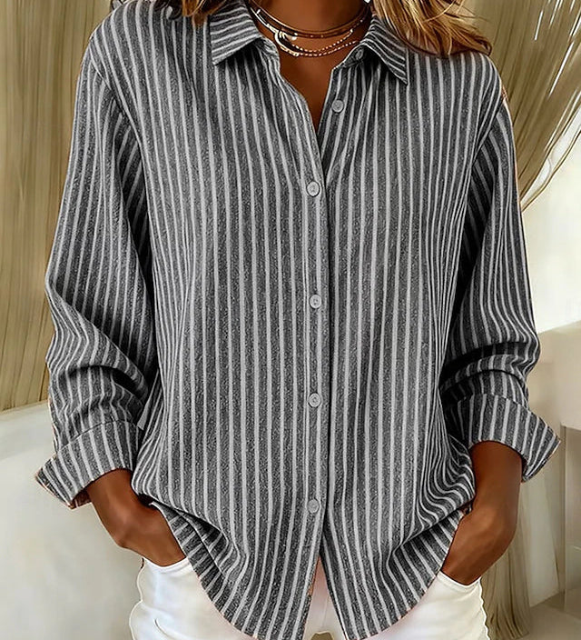 Deborah | Striped Button-Front Shirt