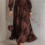 Aria - Elegant Print Long Sleeve Maxi Dress