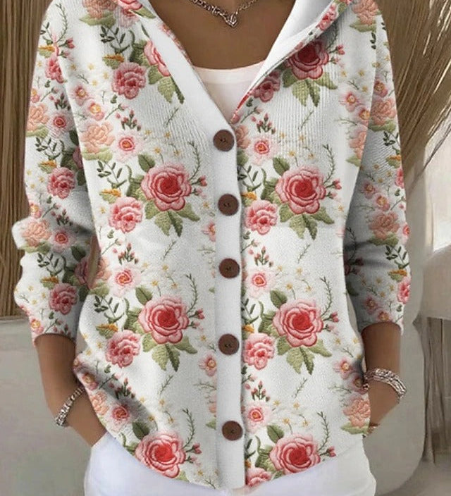 Evelyn | Printed Hooded Cardigan