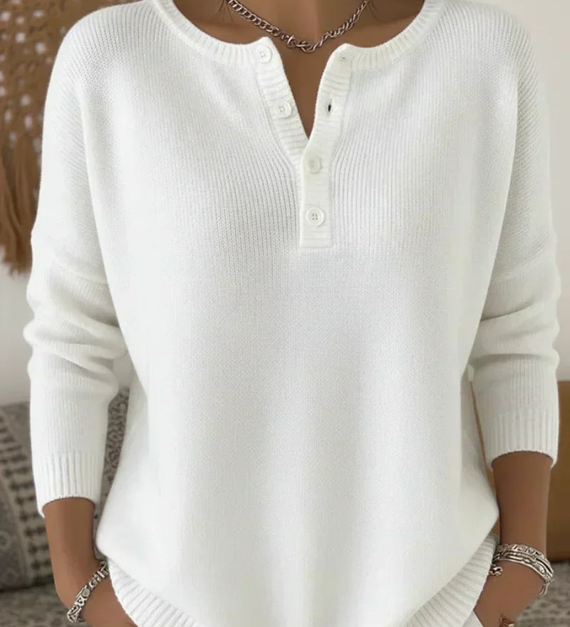 Carol | Henley Button Knit Sweater