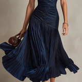 Shelby - Striped Shirt Collar Midi Dress