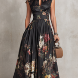 Courtney - Floral Keyhole Pleated Midi Dress
