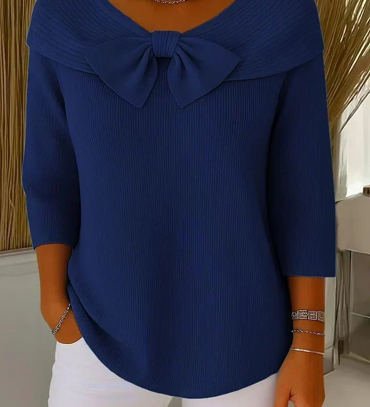 Sandra | Ribbed Sweater with Bow Detail