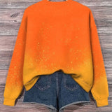 Emmeline | Halloween-Inspired Pumpkin Print Round Neck Sweatshirt