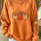 Isabella | Halloween Casual Maple Leaf Round Neck Long Sleeve Sweatshirt