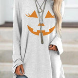 Dolores | Halloween-Inspired Scarecrow Face Print Long Sleeve Sweatshirt