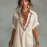 Aaliyah - Embroidered Shirt Dress