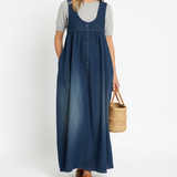 Amara - Vintage Denim Maxi Dress