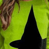 Sophia | Halloween-Inspired Print Loose Color Block Round Neck Sweatshirt