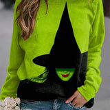 Sophia | Halloween-Inspired Print Loose Color Block Round Neck Sweatshirt